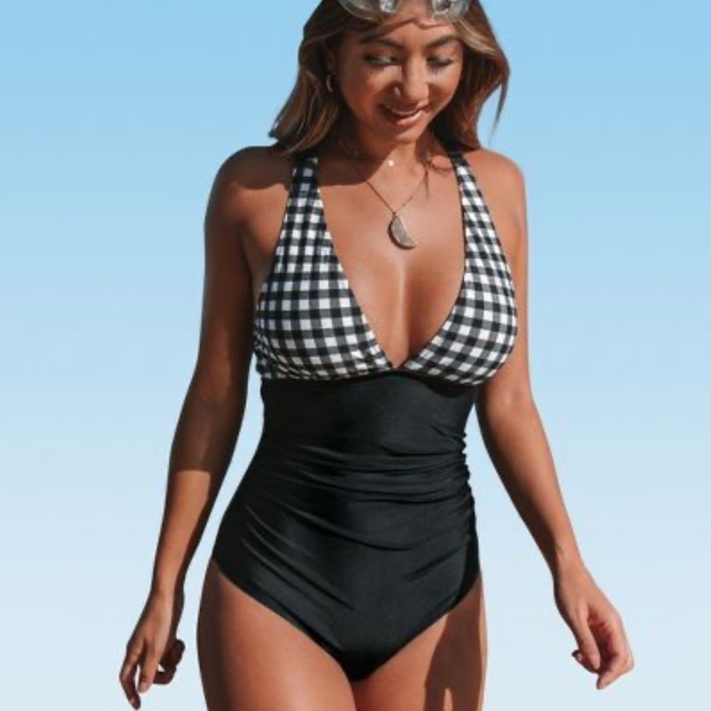 Cupshe gingham one piece swimsuit NWT XL